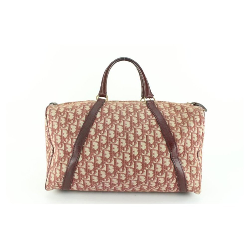 Dior Burgundy Monogram Trotter Boston Duffle Bag 88d727s